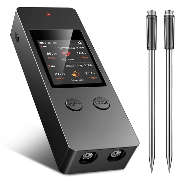 Bluetooth Wireless Meat Thermometer, Smart Digital Cooking Thermometer with 2 Ultra-Thin Probes, No App Needed, 800FT Range, IP67 Waterproof - for BBQ, Grill, Oven, Smoker, Kitchen