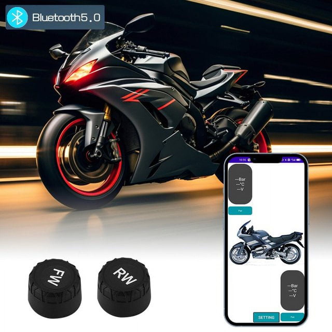 Wireless Motorcycle TPMS Bluetooth Tire Pressure Monitoring System with