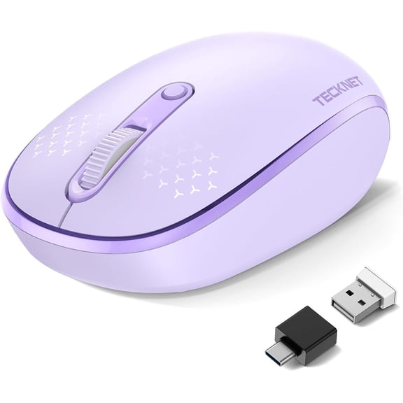 Bluetooth Wireless Mouse (BT5.0/3.0 & 2.4G) Silent Click Compact and Portable USB Cordless Optical Computer Mice,Bluetooth Mouse for Laptop Computer Notebook PC,Purple