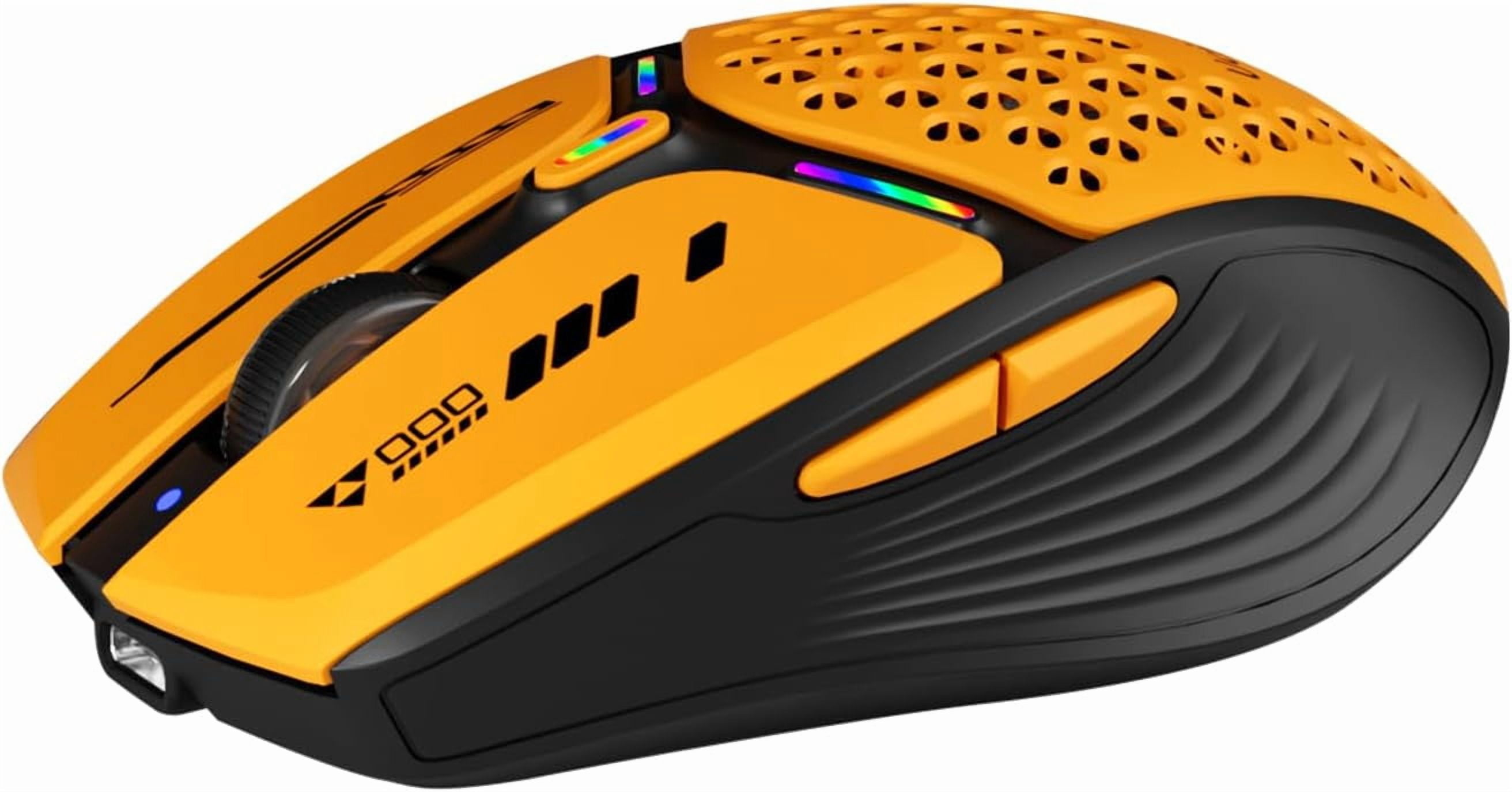 Bluetooth Wireless Mouse, (BT5.0/5.1+2.4GHz) USB C Rechargeable LED Mouse Battery Level Visible, Honeycomb Magnetic Shell Cover with USB Receiver & Type-C Adapter for Laptop/PC/Mac/iPad -Orange