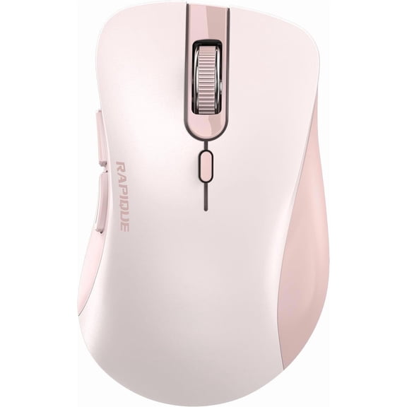 Bluetooth Wireless Mouse - Dual & 2.4 GHz USB Receiver, Ergonomic Design, Quiet Clicks, Low Power Multi-Device Compatibility for MacBook, Laptop, Computer, iPad Air/Pro (Pink)