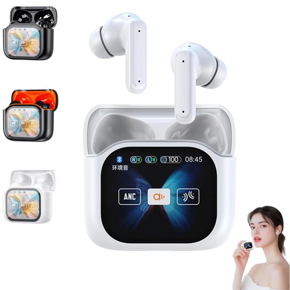 Bluetooth Wireless Noise-Canceling Translation Earbuds, AI Real-Time Translator with Touchscreen Case