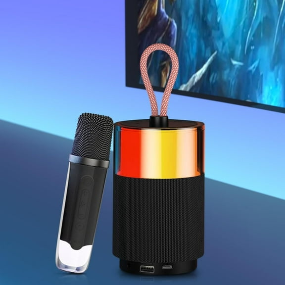 Bluetooth Wireless Portable Karaoke Speaker,RGB Luminous Sound with Microphone Singing Small Speaker,Singing, AccompanimentSmall Stereo Sound System for Outdoor Home Bar TV Karaoke Party Sound