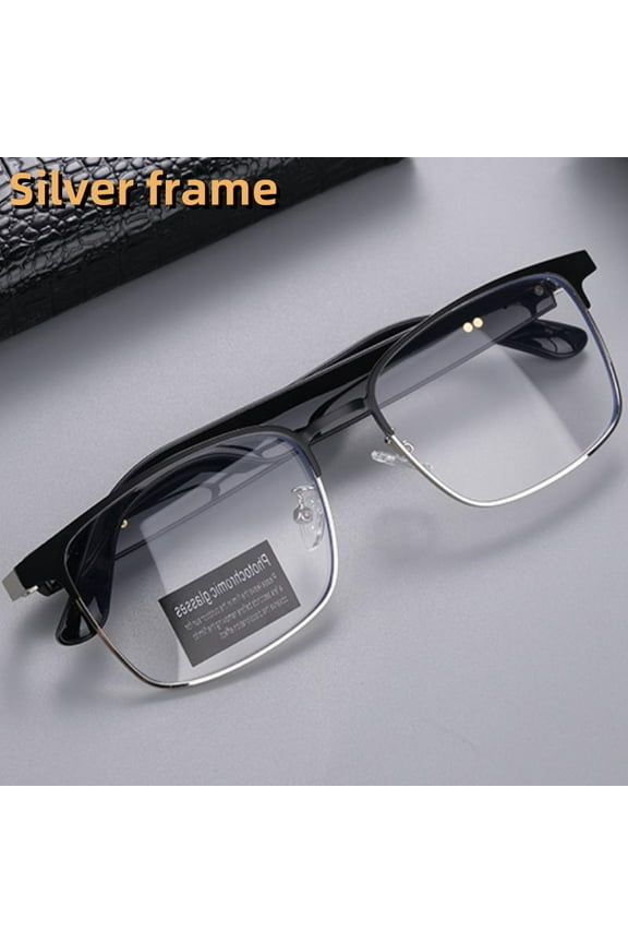Bluetooth audio smart glasses with photochromic lenses that darken in sunlight, metal frame, surround sound and Wireless microphone