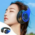 thumbnail image 1 of Bluetooth headphones with up to 40 hours battery, microphone for call, foldable and comfortable, Android and iOs compatible(Blue), 1 of 7
