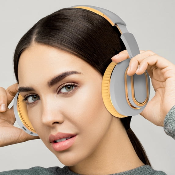 Bluetooth headphones with up to 40 hours battery, microphone for call, foldable and comfortable, Android and iOs compatible - Gray