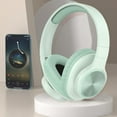 thumbnail image 1 of Bluetooth headphones with up to 40 hours battery, microphone for call, foldable and comfortable, Android and iOs compatible(Green), 1 of 8