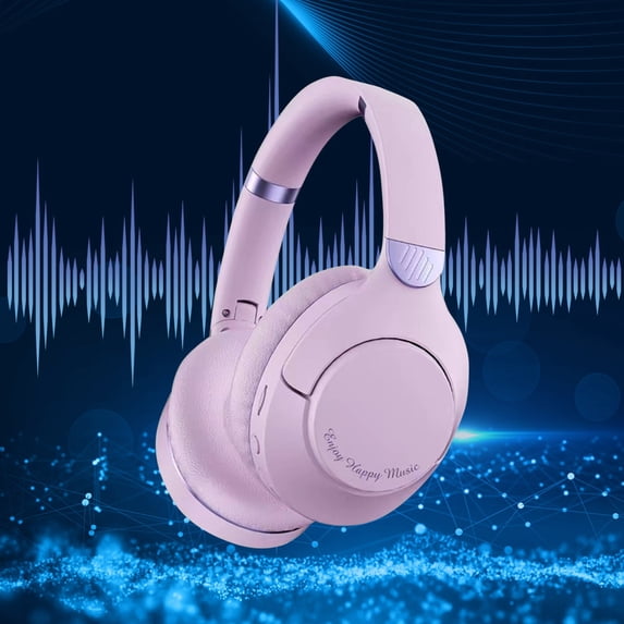 Bluetooth headphones with up to 40 hours battery, microphone for call, foldable and comfortable, Android and iOs compatible,Purple