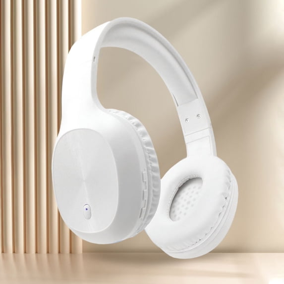 Bluetooth headphones with up to 40 hours battery, microphone for call, foldable and comfortable, Android and iOs compatible(White)
