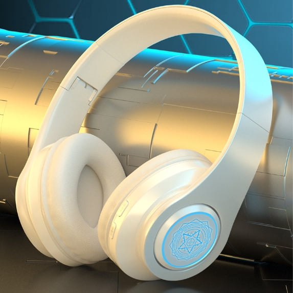 Bluetooth headphones with up to 40 hours battery, microphone for call, foldable and comfortable, Android and iOs compatible(White)