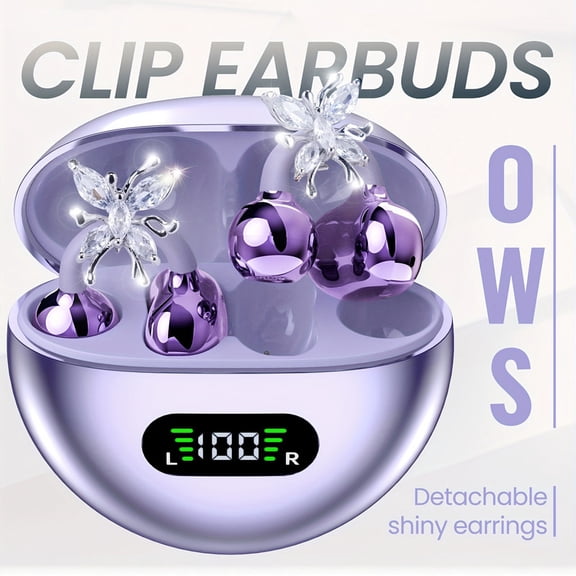 Bluetooth true wireless earbuds with microphone, TWS in ear headphones, touch volume, wireless sports ear hook, LED display charging case, half open back, compatible with mobile phones, Type-C chargi
