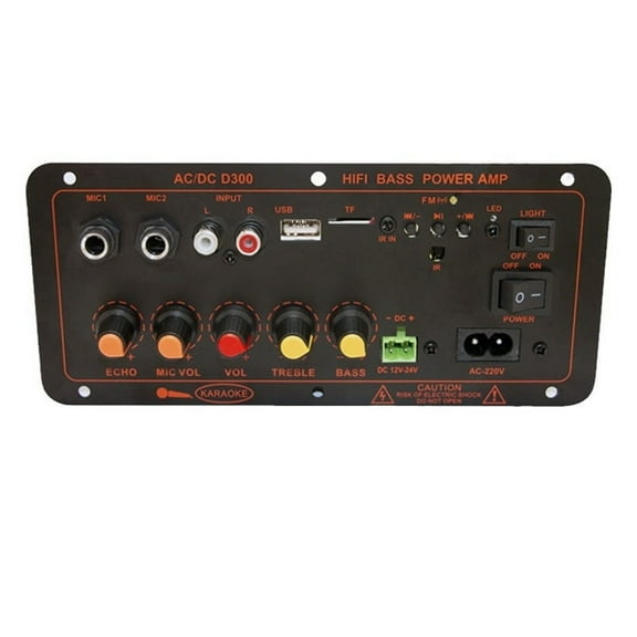Bluetooth5.0 Audio 300W Amplifier Board D300 Subwoofer Dual Microphone AMP Amplificatore Module Car Media Player US Plug