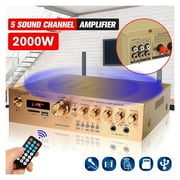 Bluetooth5.0 HiFi Stereo Amplifier FM 5 Channel LED Digital Home Cinema Home Theater Amplifiers Home Amplifiers