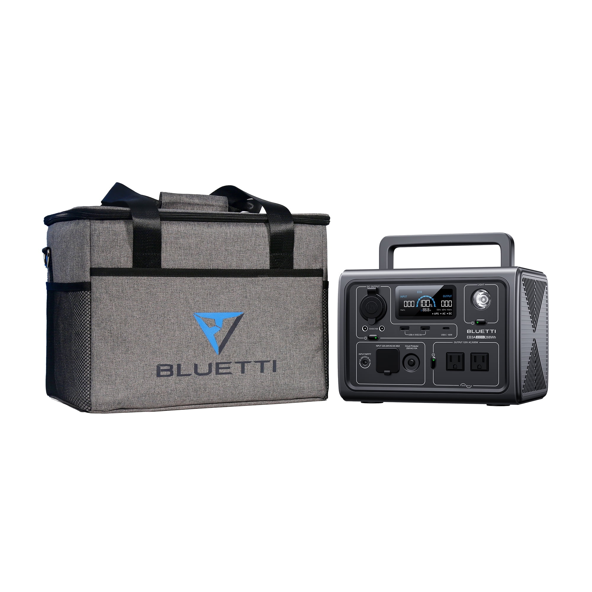 Bluetti EB3A Portable Solar Power Station, 268Wh, 600W AC Output, Fast Recharge, Ideal for Outdoor Camping