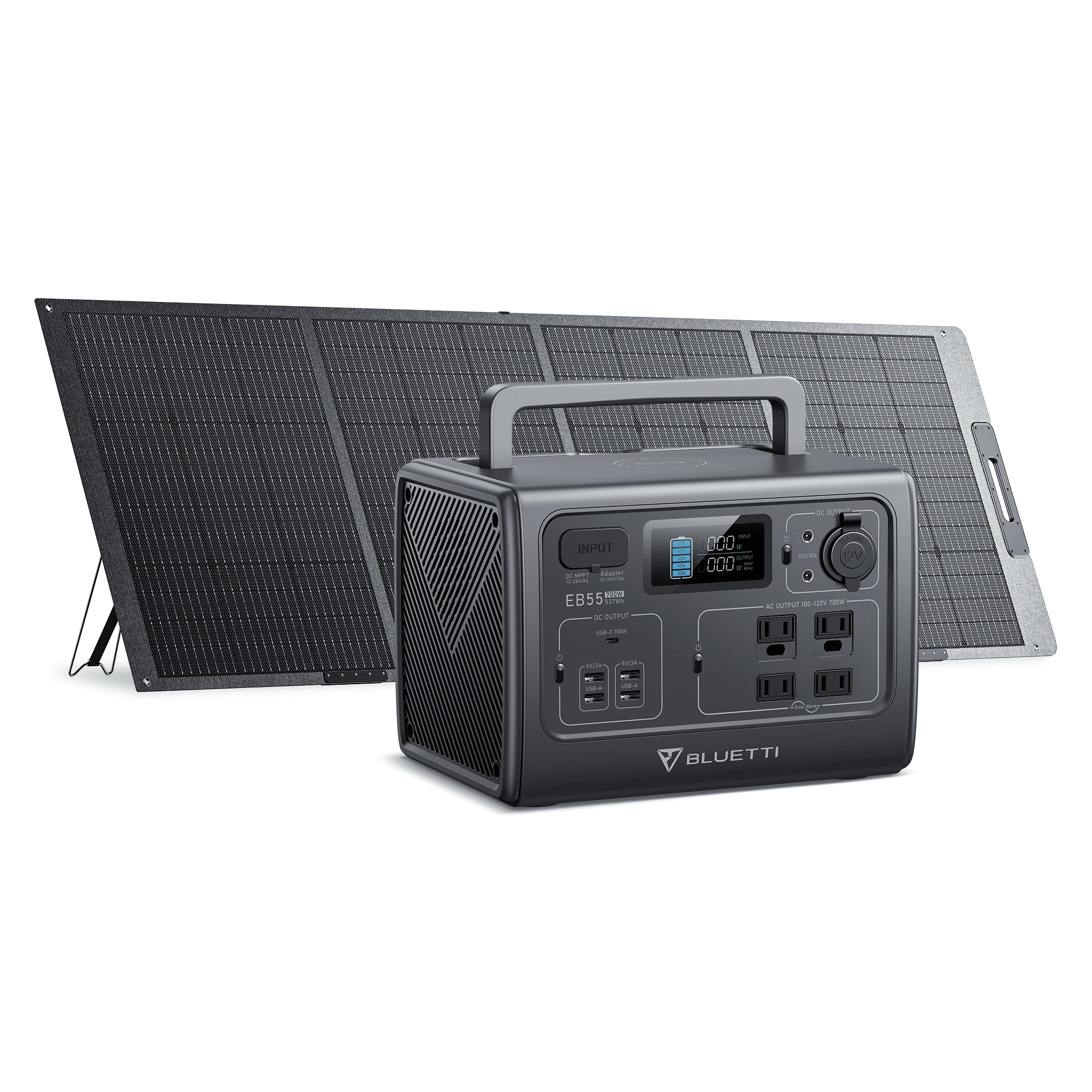 Bluetti Portable Power Station With 200W PV200S Solar Panel Included, EB55  537Wh Solar Generator W/ 4 110V/700W AC Outlets, LiFePO4 Battery Pack for  Camping, Adventure, Emergency 