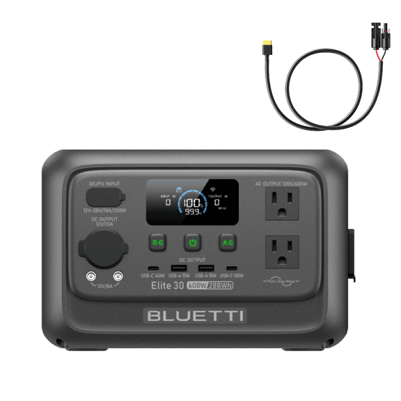 BLUETTI Elite 30 V2 Lightweight Portable Power Station, 288Wh 600W, Solar Generator for Outdoor Use