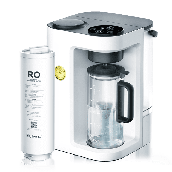 Bluevua ROPOT-Lite Portable 6-Stage RO System with Remineralization, WQA & NSF Certified, Zero Installation Countertop Reverse Osmosis Water Filter System (White)