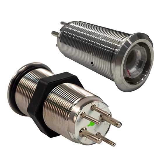 Bluewater 19mm Inrush Push Button Switch Momentary Off(On)(On) - Blue/Red/Green LED - Switch Body