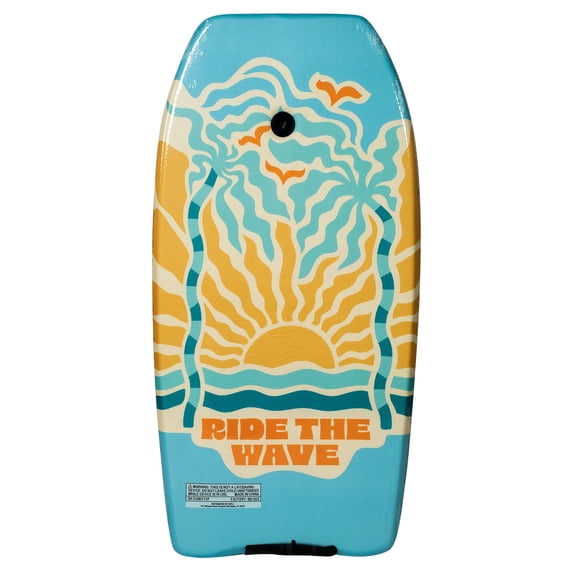 Bluewater Beach 37" Foam Bodyboard with Leash, 125-155 lbs., Ride The Wave Print