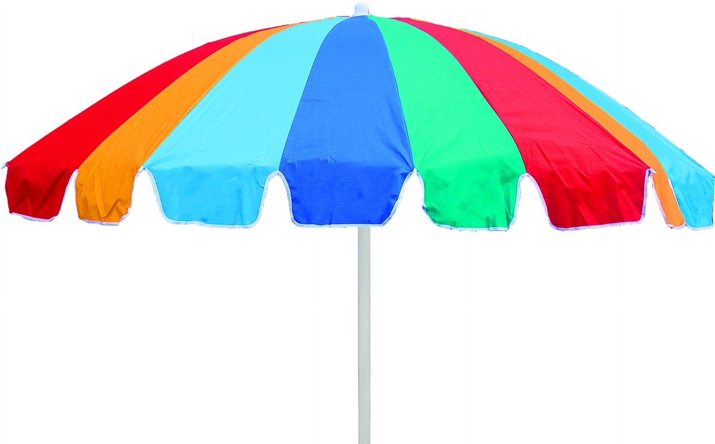 Bluewater Beach 7.5 Foot Tilt Beach Umbrella, UPF 50+ Silver Lining Sun Protection, New