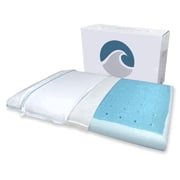 Bluewave Bedding Super Slim Max Cool CarbonBlue Gel Memory Foam Pillow for Stomach and Back Sleepers - Thin, Flat Design with Advanced Cooling 3.25-Inch Height, Standard Size