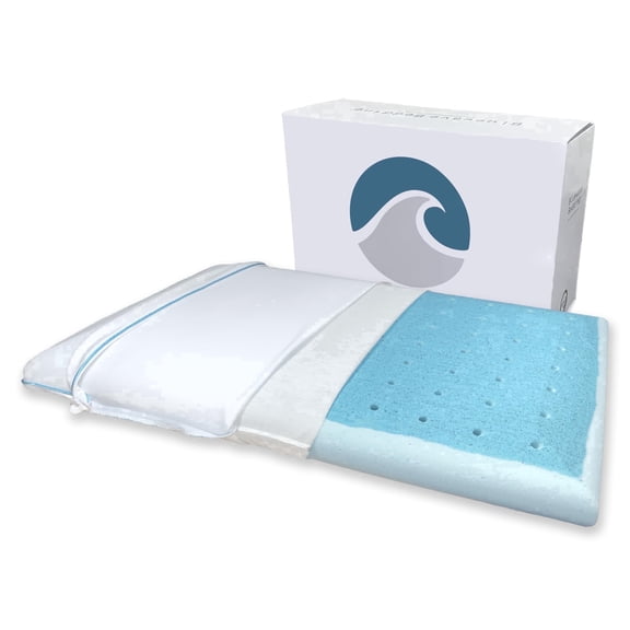 Bluewave Bedding Ultra Slim Max Cool CarbonBlue Gel Memory Foam Pillow for Stomach and Back Sleepers - Thin, Flat Design with Advanced Cooling (2.75-Inch Height, Standard Size)
