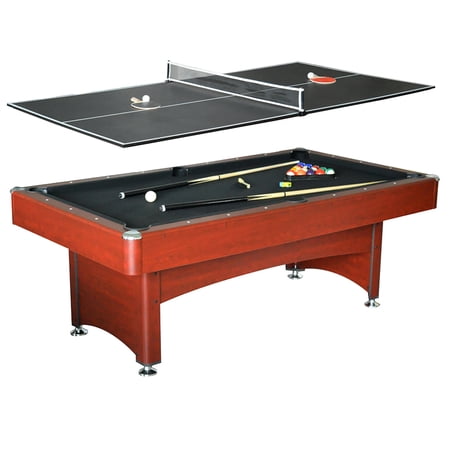 Hathaway Bristol 7-ft Billiards Pool Game Room Table with Table Tennis Top - Dark Cherry with Black Felt