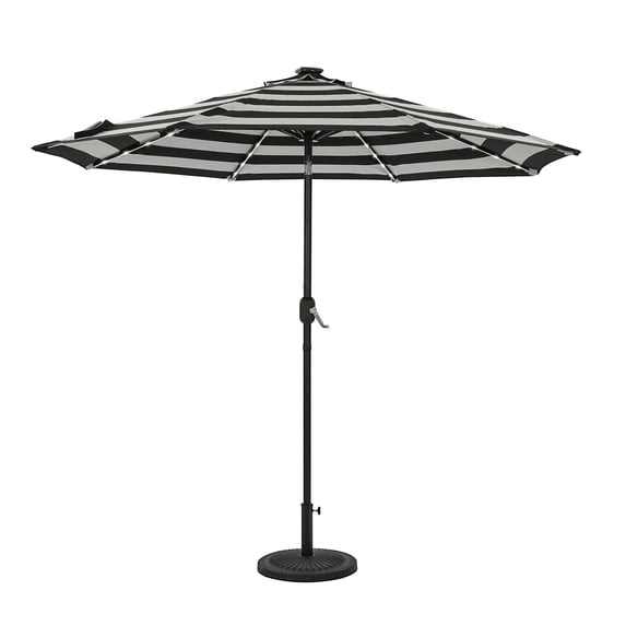 Island Umbrella Mirage II Fiesta 9-ft Octagon Market Umbrella with Solar LED Tube Lights - Black and Light Gray