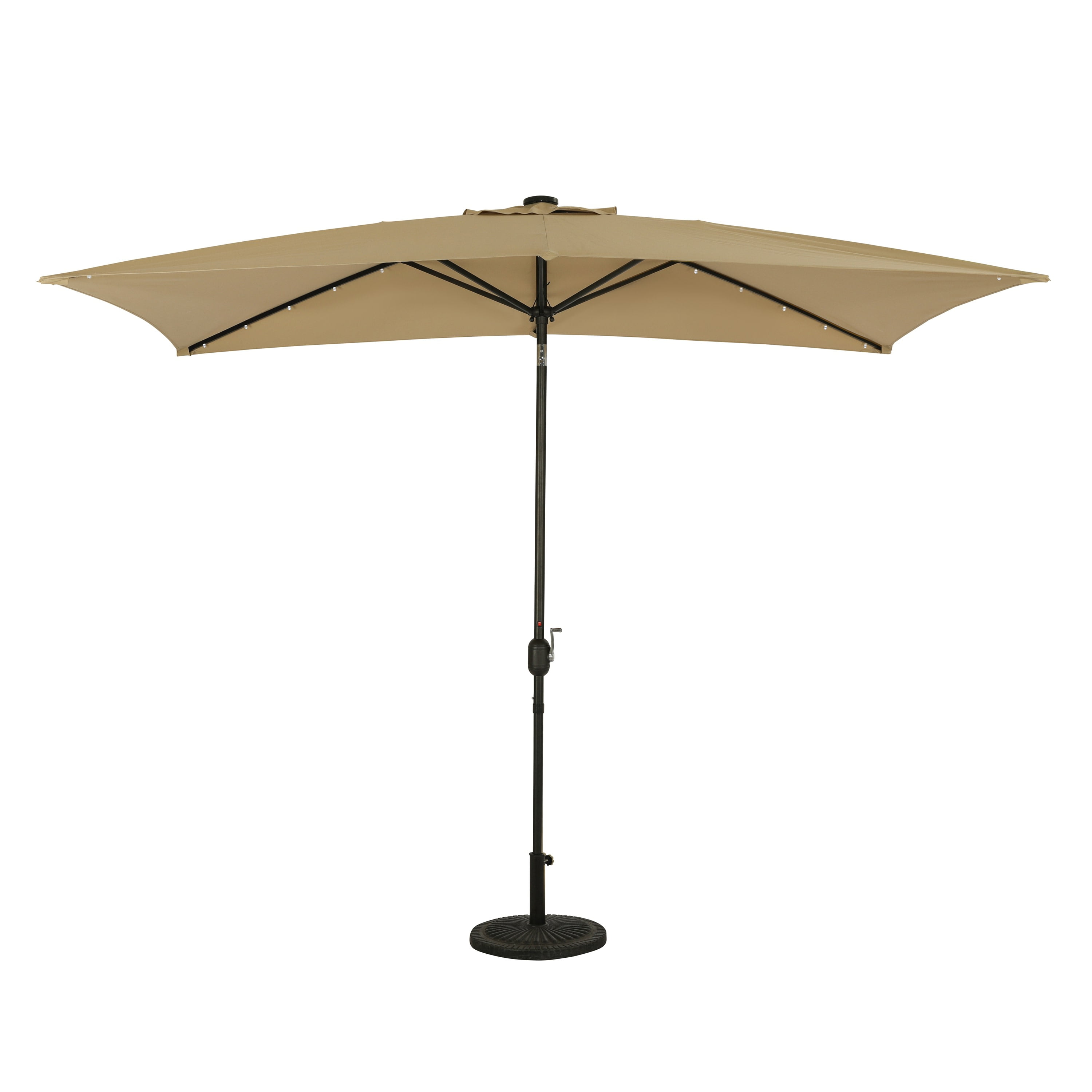 10' x 6.5' Champagne Rectangular Patio Umbrella with LED Lights