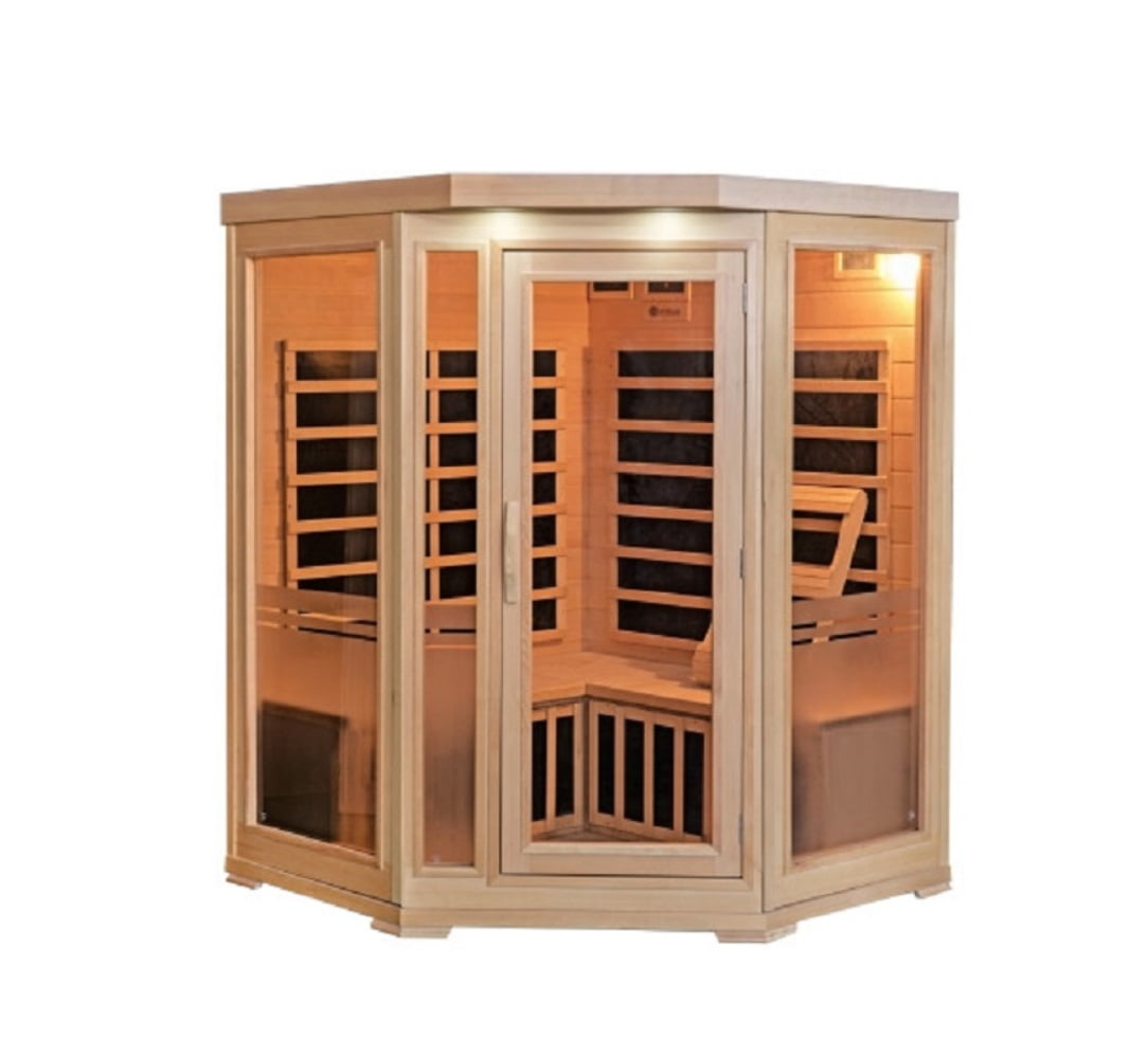 Sonoma 3-Person Natural Hemlock Infrared Corner Sauna