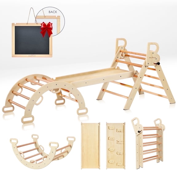 Buballino Triangle Climbing Set Indoor Playground 3-Piece Wood