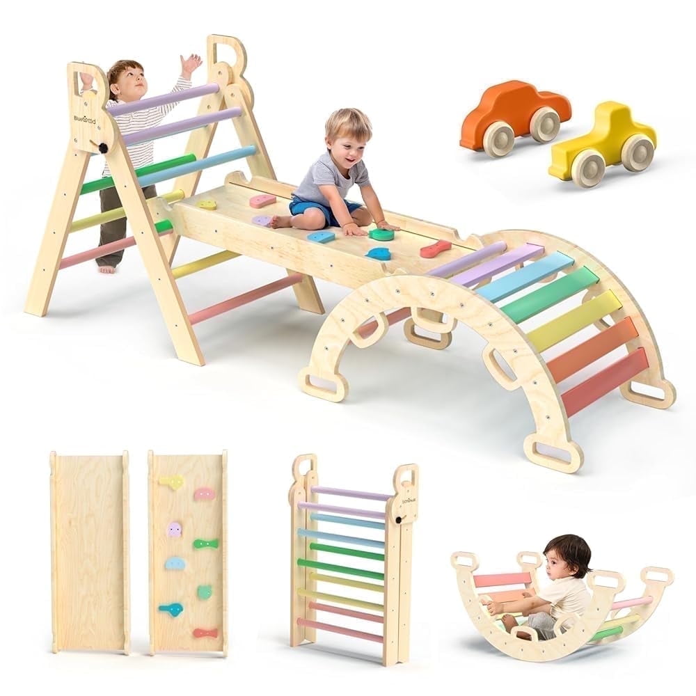 Walmart exclusive discounts  Bluewood Montessori Triangle Climbing Set, Indoor Playground for Kids, 3-Piece