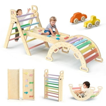 Bluewood Montessori Triangle Climbing Set, Indoor Playground for Kids, 3-Piece
