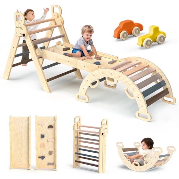 Buballino Triangle Climbing Set Montessori Indoor Playground for Kids 3-Piece