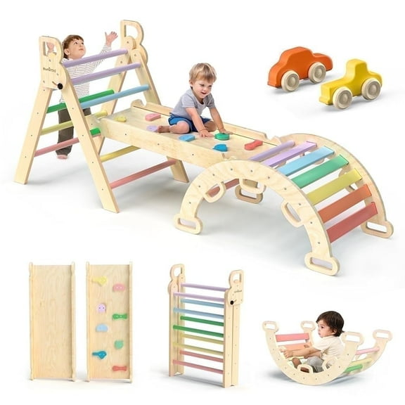 Buballino Montessori Triangle Climbing Set Indoor Playground 3-Piece 2-6 Year