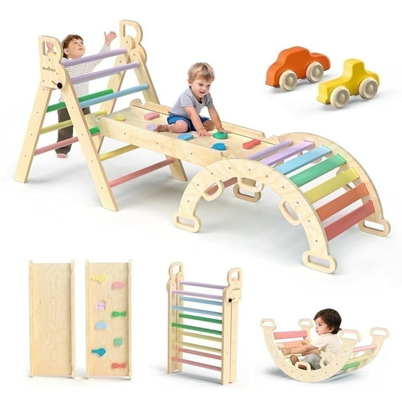 Buballino Montessori Triangle Climbing Set Indoor Playground 3-Piece 2-6 Year