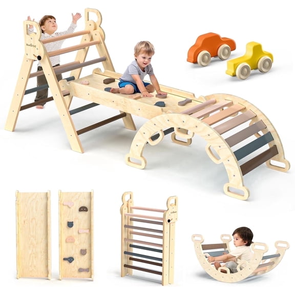 Buballino Triangle Climbing Set Montessori Indoor Playground for Kids 3-Piece