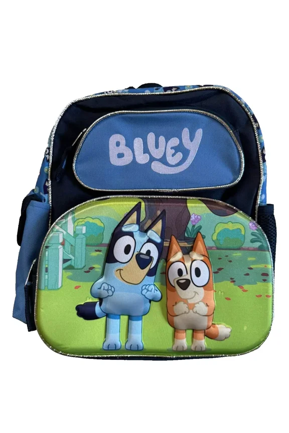 12" Canvas Small Kid School Backpack With 2 Side Pockets