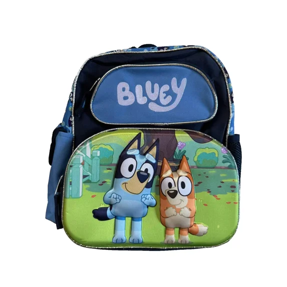Bluey 12" Canvas Small Kid School Backpack With 2 Side Pockets