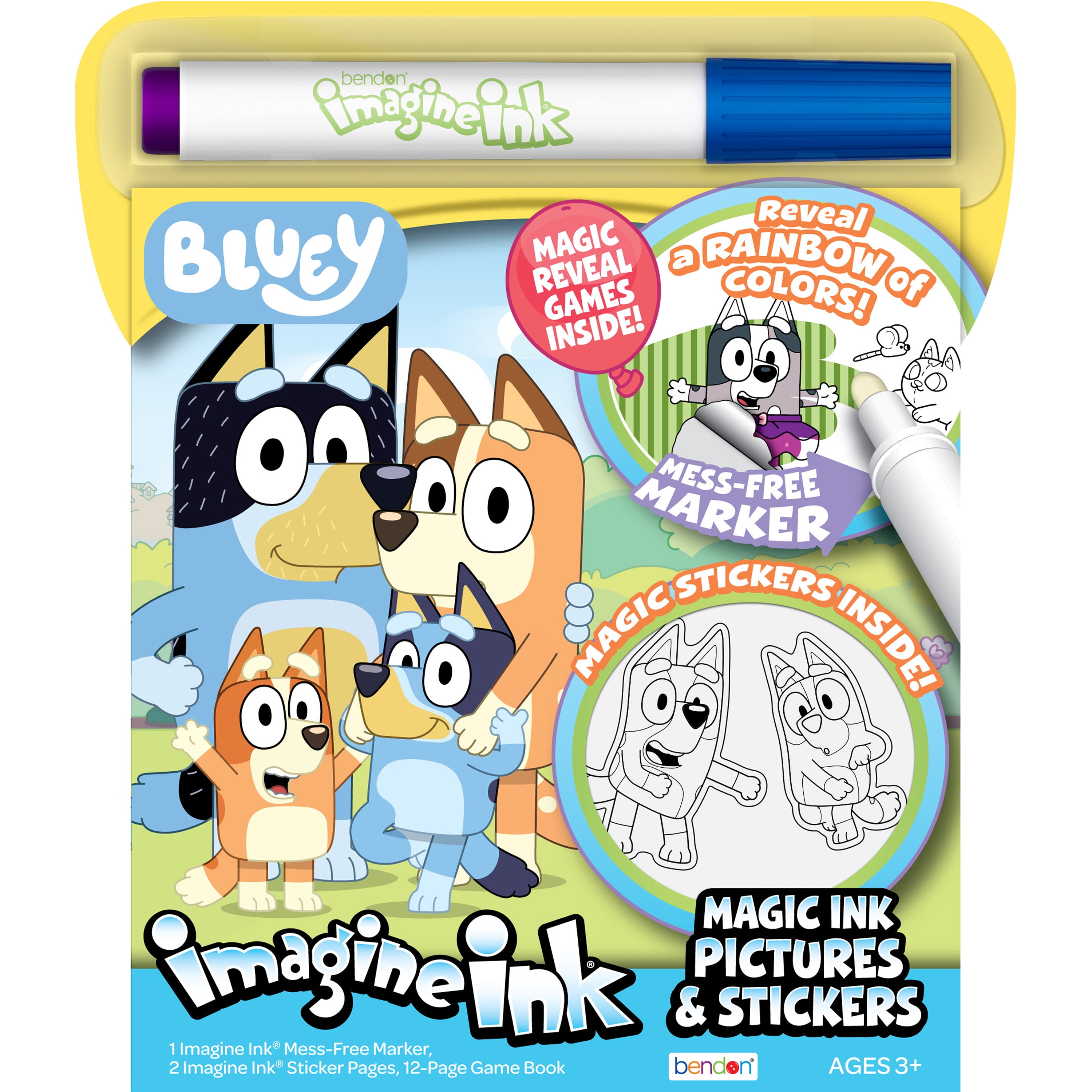 Bluey 12-Page Imagine Ink Coloring Pad, Stickers, Mess Free Marker; Paperback Children's Book