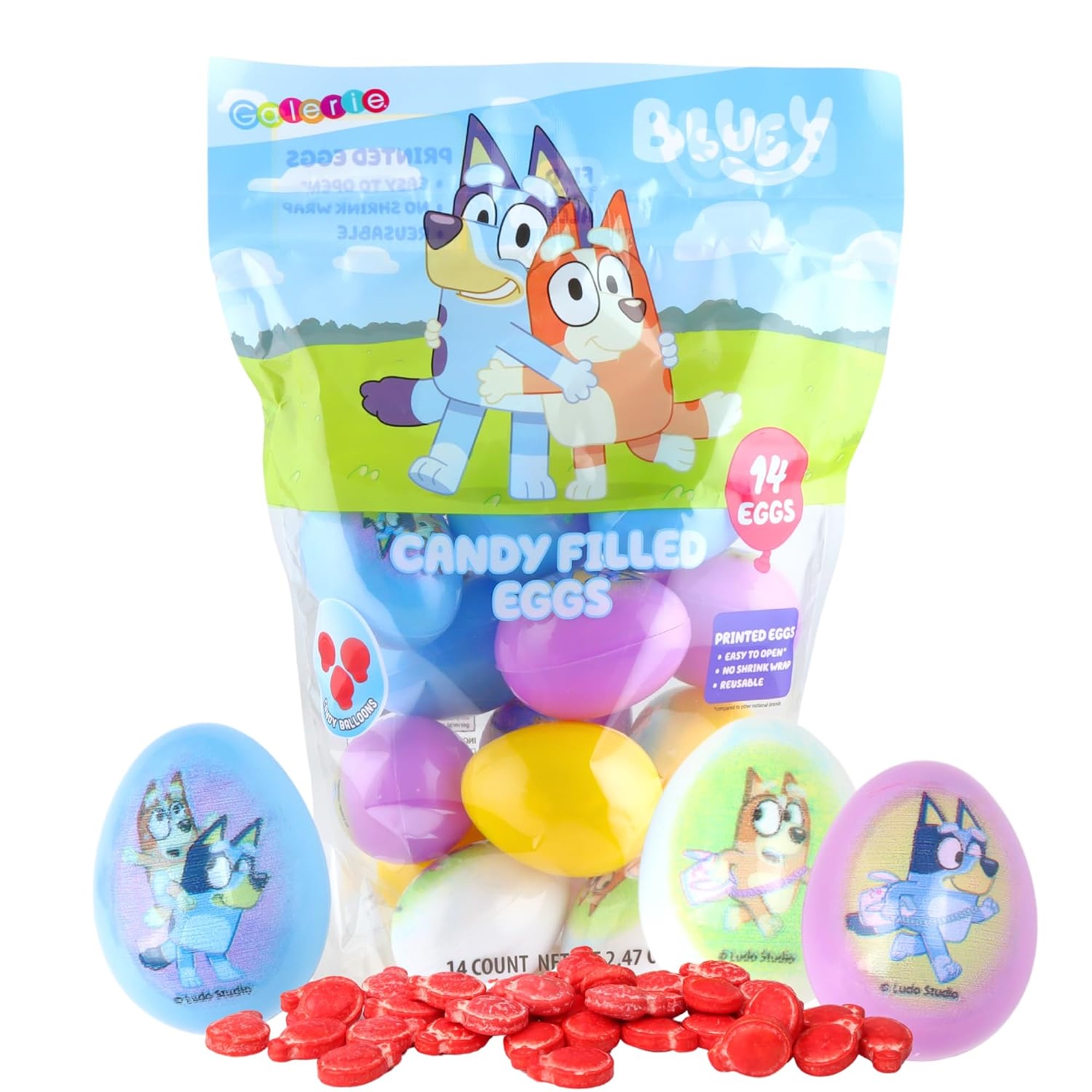 Bluey 14ct Printed Easter Eggs with Candy, 2.47 Ounces - image 1 of 7