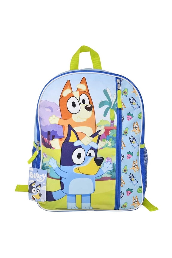 Bluey 16" Backpack with 1 Vertical Front Pocket- Perfect for Preschool & Elementary Boys & Girls