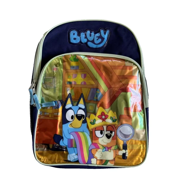 Bluey 16" Canvas Large School Backpack With 2 Mesh Pockets