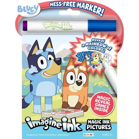 Bluey 16-Page Imagine Ink Coloring and Activity Book with Mess-Free Marker, by Bendon