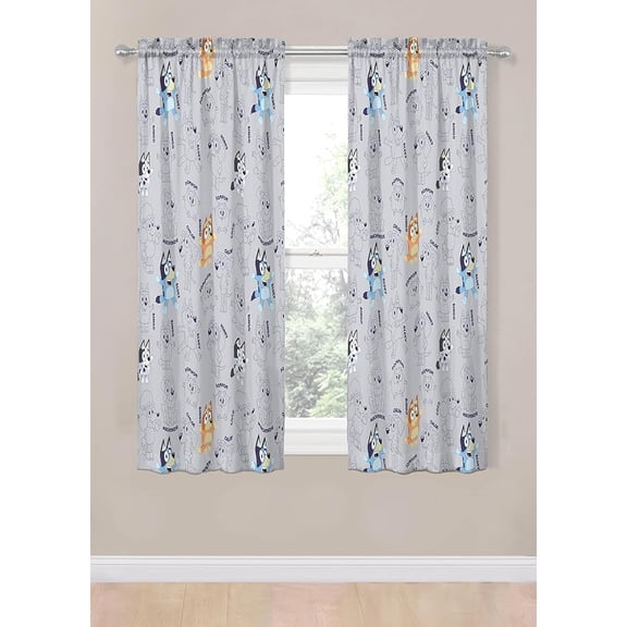 Bluey 1st Cousins 2 Panel Blackout Curtain Set, 63 Inch Long - Kids Home Décor