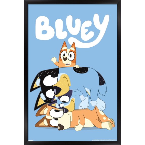 Bluey (2018) - Stacked Up Family Fun Wall Poster, 22.375" x 34" Framed