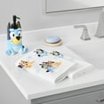 thumbnail image 1 of Bluey 3-Piece Bath Set, 2pk Hand Towel & Sculpted 5.5" Lotion Pump, Cotton, Poly-Resin, Blue, BBC Studios, 1 of 5