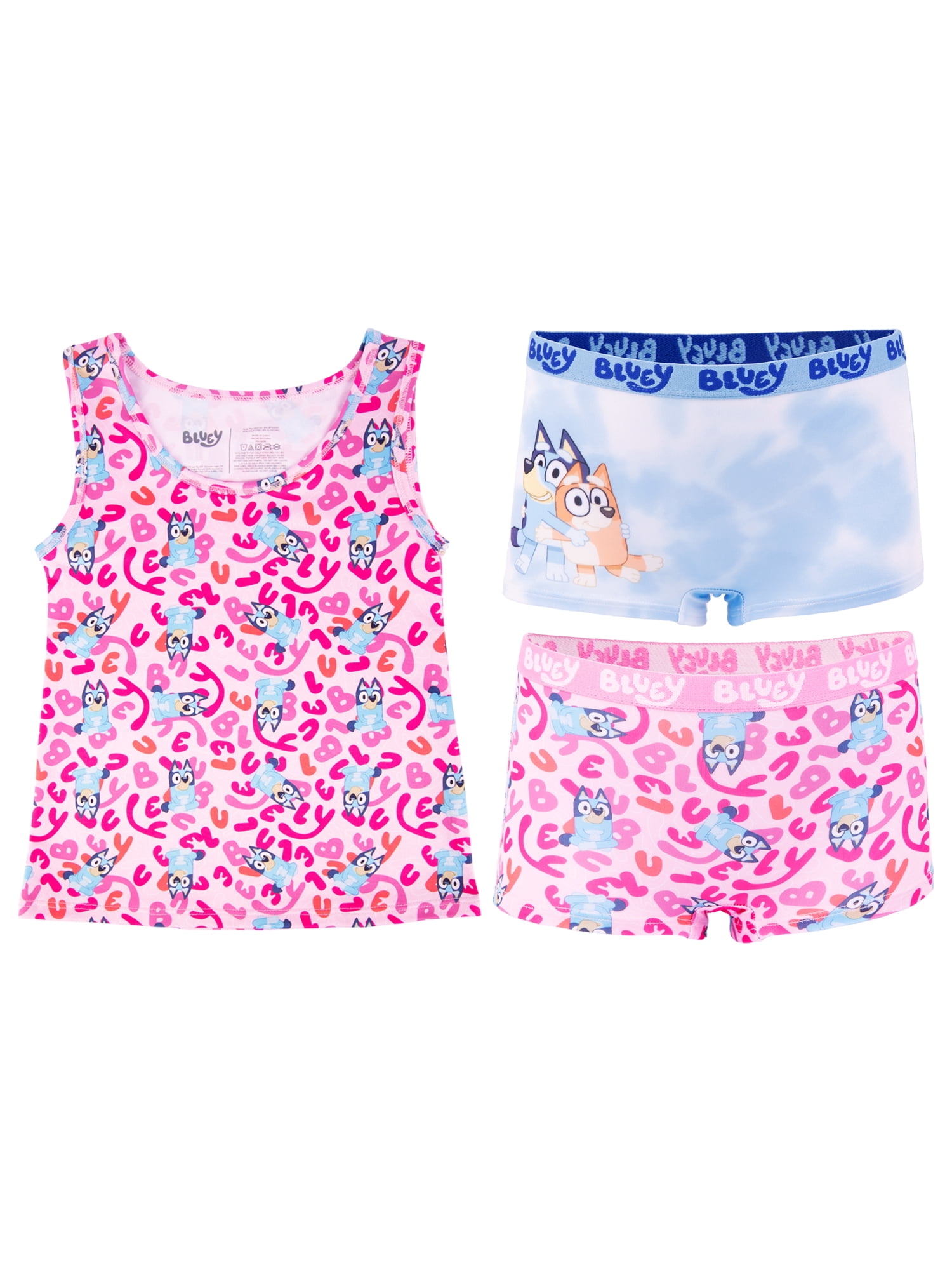 Character Toddler Girl Tank Top and Boyshorts Underwear Set, 3-Piece, Sizes 2T-4T