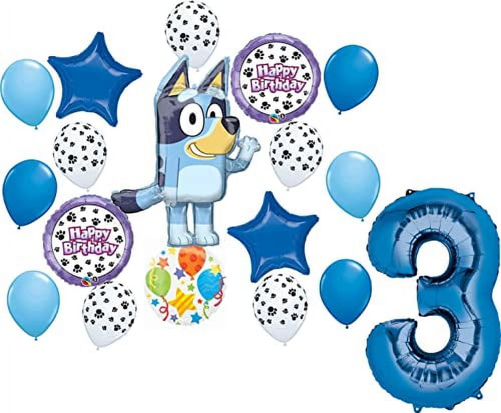 Bluey 3rd Birthday Party Supplies Balloon Bouquet Decorations With Paw Prints