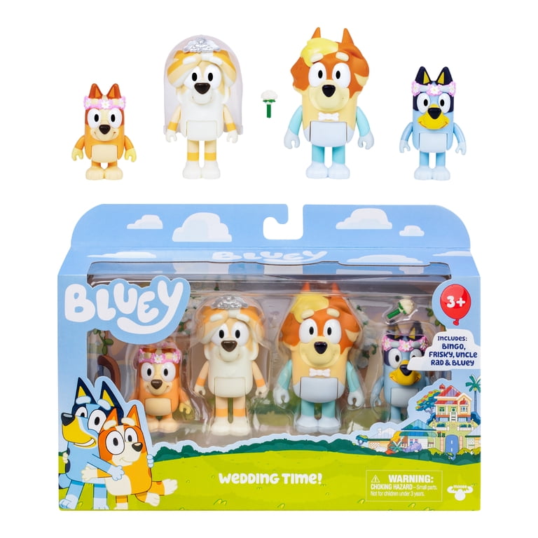 Bluey Wedding Time Toys: 4-Pk Figures- Uncle Rad, Frisky, Bluey